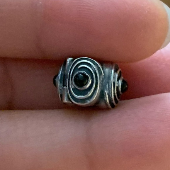 Retired HTF Pandora "Hypnotize" Black Onyx Safety Clip Stopper Charm - Picture 4 of 11